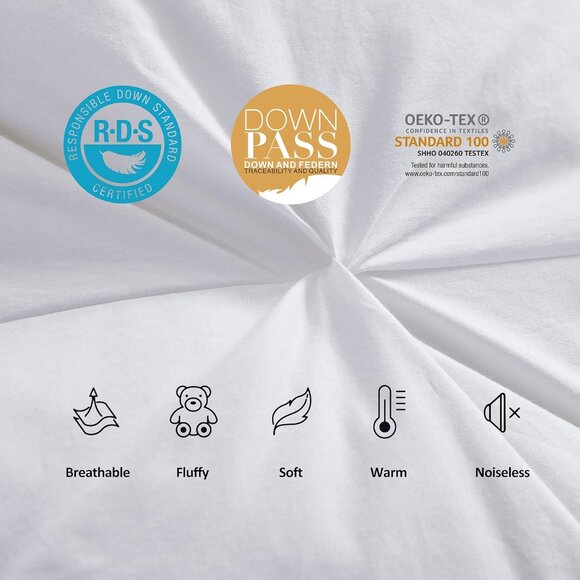 Queen Size 100% Egyptian Cotton Goose Down Comforter - Plush & Breathable Design - Picture 5 of 7